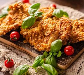 cornflake chicken recipe crunchy baked cornflake chicken, Conflake chicken on a pan with fresh herbs