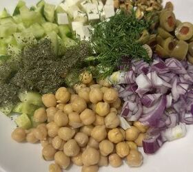 crunchy tahini mediterranean salad