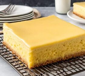 how to make the classic yellow sheet cake everybody loves, A slice of yellow sheet cake on the rack