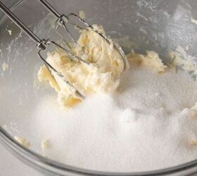 how to make the classic yellow sheet cake everybody loves, Cream butter with sugar in a large mixing bowl using a handheld mixer