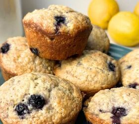 moist sourdough lemon blueberry muffins