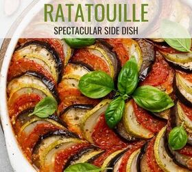 layered ratatouille recipe homemade baked ratatouille, Layered Ratatouille Pin with text overlay