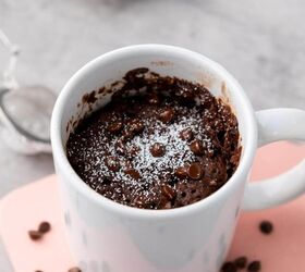 easy 2 minute microwave fudgy brownie in a mug recipe, A cooked brownie in a mug