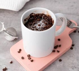 easy 2 minute microwave fudgy brownie in a mug recipe, A cooked brownie in a mug