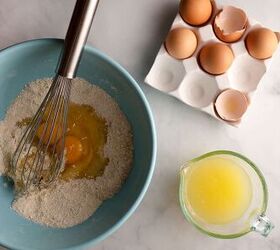 old fashioned lemon bars, Custard filling ingredients ready to mix