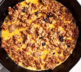 sausage pine nut currant pasta, The sauce in the skillet