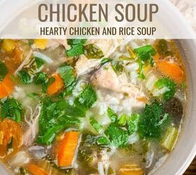feel better chicken soup recipe easy chicken and rice soup, Feel Better Chicken Soup Pin with text overlay