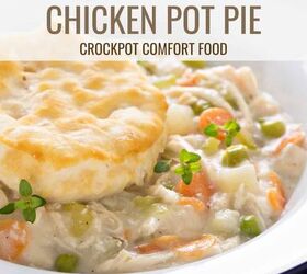 crockpot chicken pot pie recipe slow cooker pot pie, Slow Cooker Chicken Pot Pie Pin with text overlay