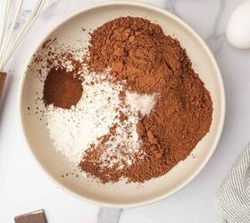 andes chocolate mint brownies, Mixing flour cocoa and dry ingreidents for brownies