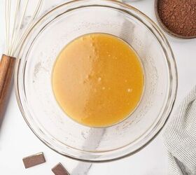 andes chocolate mint brownies, Melted butter and sugar for Andes chocolate mint brownies