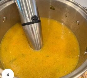 grandma s chicken soup, Blending the soup with an immersion blender