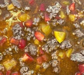one pan lamb couscous, Close up of lamb and stock cooking