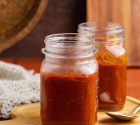 gluten free red enchilada sauce, Gluten Free Red Enchilada Sauce in jars on a cutting board