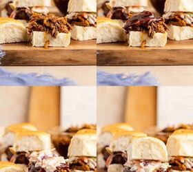 pulled pork sliders on hawaiian rolls, Pulled Pork Sliders on Hawaiian Rolls Being Made on a Cutting Board