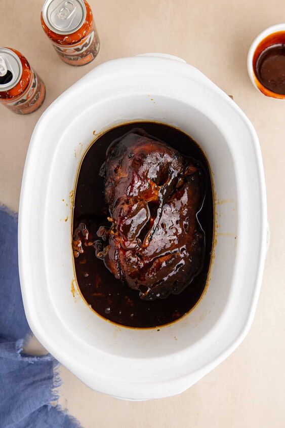bbq pulled pork in crock pot with root beer, BBQ Pulled Pork in Crock Pot with Root Beer After Cooked