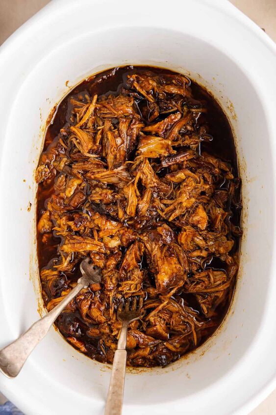 bbq pulled pork in crock pot with root beer, BBQ Pulled Pork in Crock Pot with Root Beer All Shredded