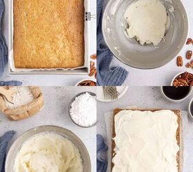 carrot sheet cake, Carrot Sheet Cake Baked and with Icing Being Made