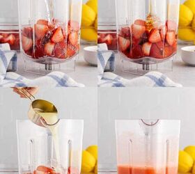 honey strawberry lemonade, Honey Strawberry Lemonade being Made in a Blender
