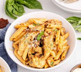 marry me chicken pasta recipe, Marry Me Chicken Pasta in a Bowl with Basil garnish