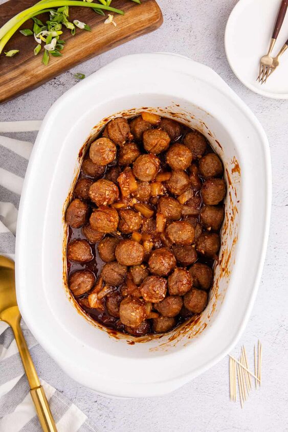 sweet and sour meatballs crockpot, Sweet and Sour Meatballs Crockpot Being Made in a Slow Cooker