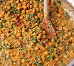 12 easy one pot dinners for when you want to skip the mess, Marry Me Chickpeas With Spinach One Pot Vegan Recipe