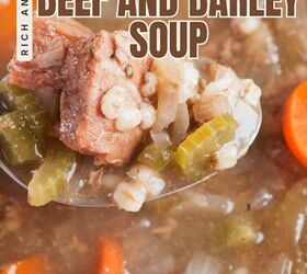 instant pot beef and barley soup recipe simple hearty soup, Instant Pot Beef and Barley Soup Pin with text overlay