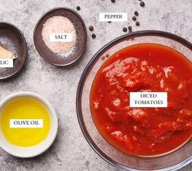 no cook pizza sauce 5 min, Ingredients laid out to make no cook pizza sauce
