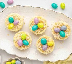easter mini cheesecake cups, Mini Easter cheesecakes arranged on a platter with festive decorations