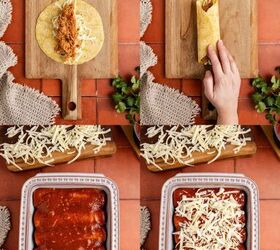 cheesy chicken enchiladas, Cheesy Chicken Enchiladas Being assembled and baked