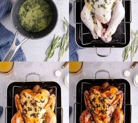 herb butter turkey and gravy, Herb Butter Turkey Being Seasoned and Cooked