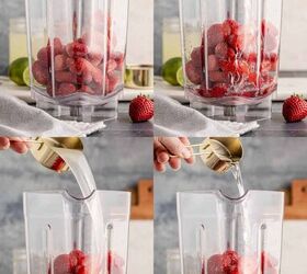 frozen strawberry margarita cocktail recipe, Frozen Strawberry Margarita Cocktail Recipe Being Made in a Blender