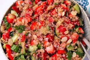 This sweet & vibrant strawberry cucumber quinoa salad is a light, easy spring dish