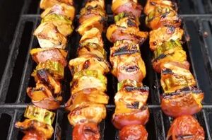 Nothing says warm weather like the smell of these smoky, delicious BBQ chicken kabobs