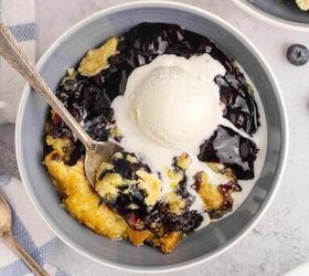 lemon blueberry dump cake, Lemon Blueberry Dump Cake in a Bowl with Ice Cream