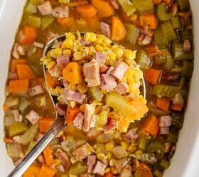 lemon blueberry dump cake, Crockpot Split Pea Soup with Bacon on a Ladle