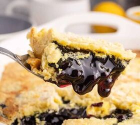 lemon blueberry dump cake, Lemon Blueberry Dump Cake Scoop with a Drip