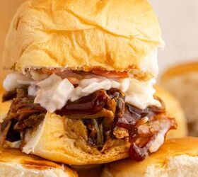 lemon blueberry dump cake, Pulled Pork Sliders on Hawaiian Rolls Stacked