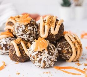 carrot cake biscoff energy balls, close up of carrot cake biscoff energy balls