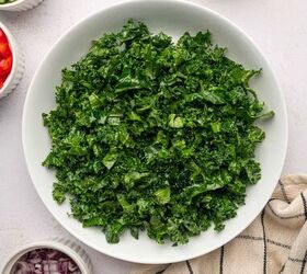 salmon kale quinoa salad, Massage the kale for Salmon Kale Quinoa Salad