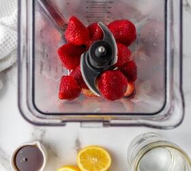 healthy homemade strawberry popsicles recipe, Strawberries in a blender