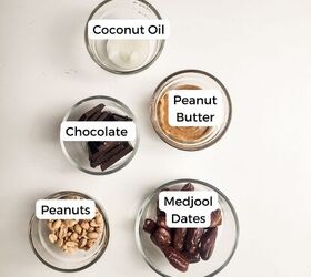 peanut butter stuffed dates, Ingredients include dates peanuts peanut butter chocolate and coconut oil