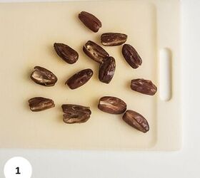 peanut butter stuffed dates, Slicing open the dates and taking out the pits