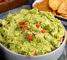 whole berry cranberry sauce, Guacamole and Chips served in a bowl with tortillas in the background