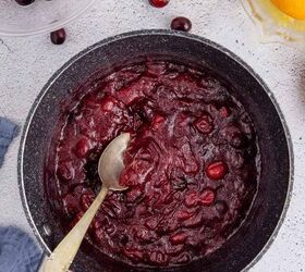 whole berry cranberry sauce, Whole Berry Cranberry Sauce in a Pot with a Spoon