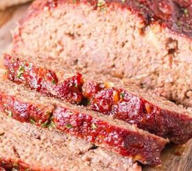 air fryer gnocchi, Sliced smoked meatloaf with BBQ sauce that has caramelized to form a crust It is moist and tender