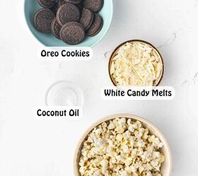 cookies and cream popcorn, Ingredients for cookies and cream popcorn popcorn Oreos white candy melts Title Ingredients for Cookies and Cream Popcorn