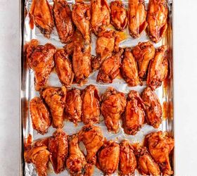 easy slow cooker korean chicken wings recipe, Slow cooker chicken wings arranged on a baking sheet ready to be broiled