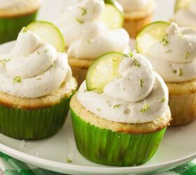 margarita cupcakes tequila lime cupcake recipe, A dozen Margarita Cupcakes on a white plate