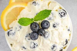 This creamy, dreamy lemon fluff with blueberries recipe is a no-bake dessert that is so easy to make