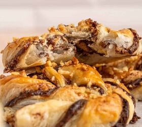 nutella in puff pastry, A close up of the pastry